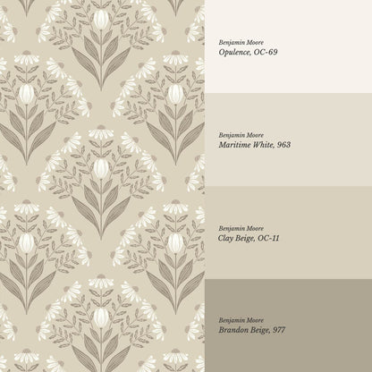 Carys Daisy Fan Taupe Cream Wallpaper