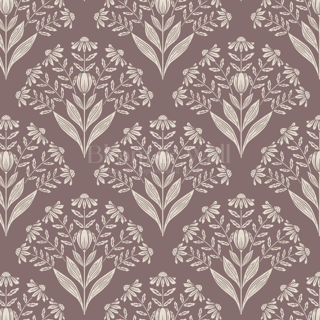Carys Daisy Fan Wine Ivory Lace Wallpaper