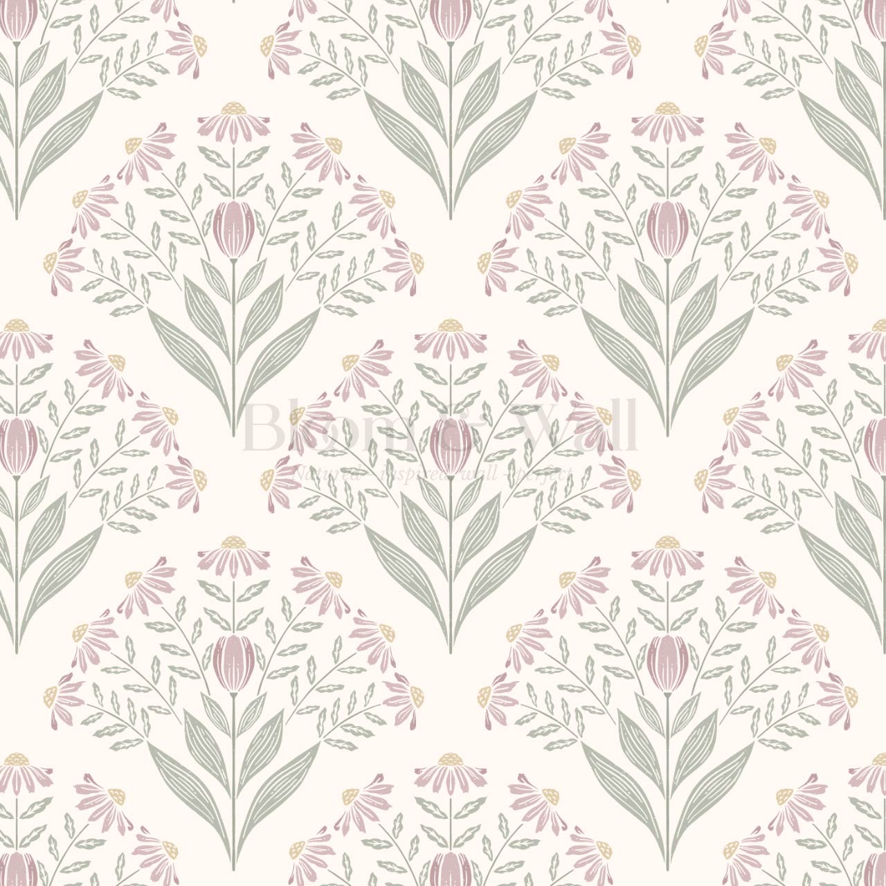 Carys Daisy Fan Sage Blush Wallpaper