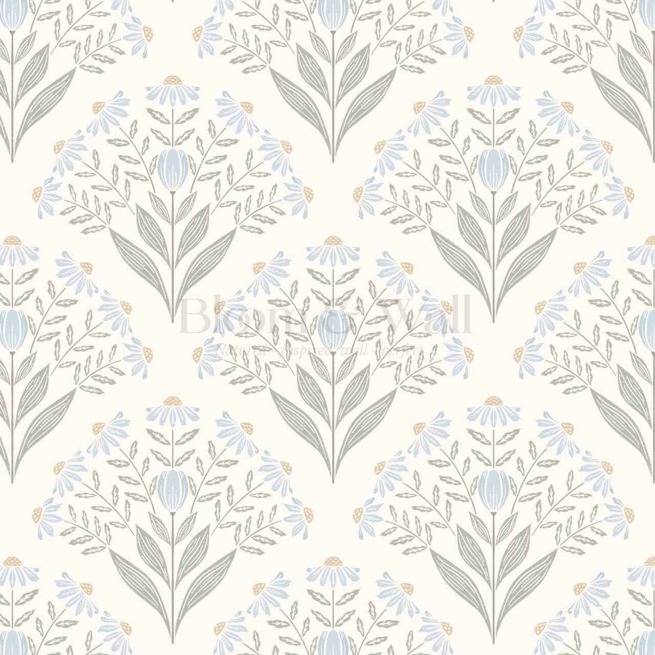 Carys Daisy Fan Sage Sky Wallpaper