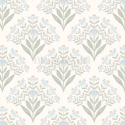 Carys Daisy Fan Sage Sky Wallpaper