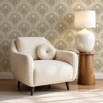 Carys Daisy Fan Taupe Cream Wallpaper