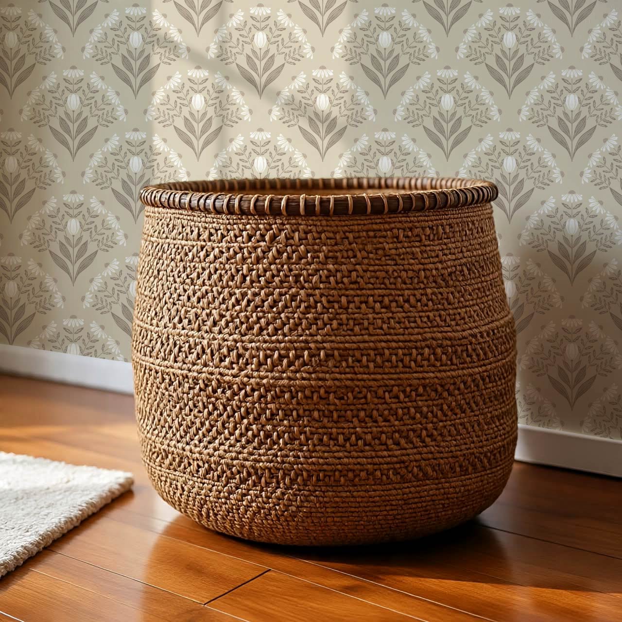 Carys Daisy Fan Taupe Cream Wallpaper