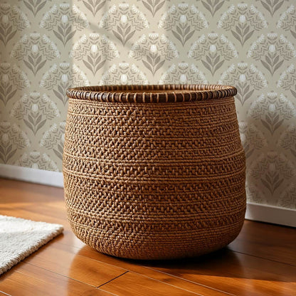 Carys Daisy Fan Taupe Cream Wallpaper