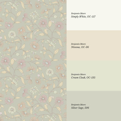 Casiane Daisy Chain Pale Sage Wallpaper