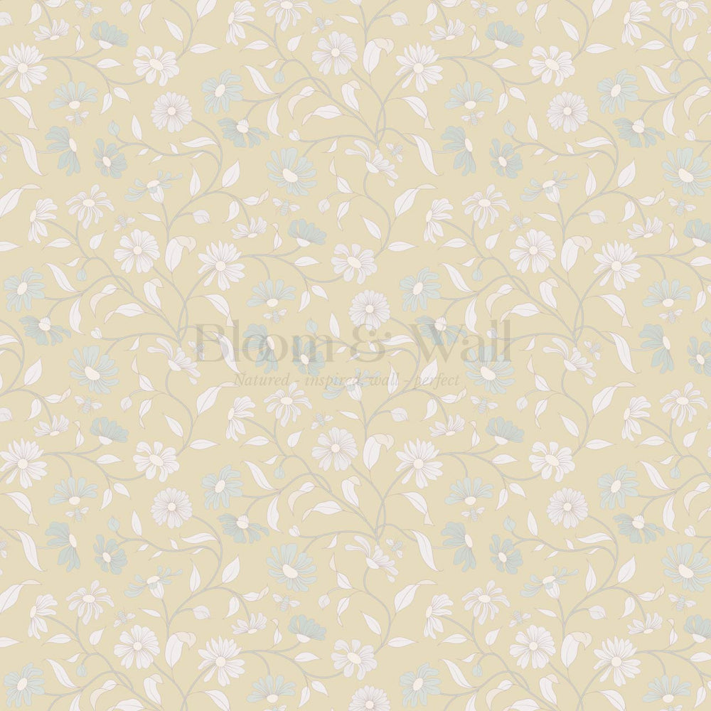 Casiane Daisy Chain Vintage Lemon Wallpaper – Bloom & Wall