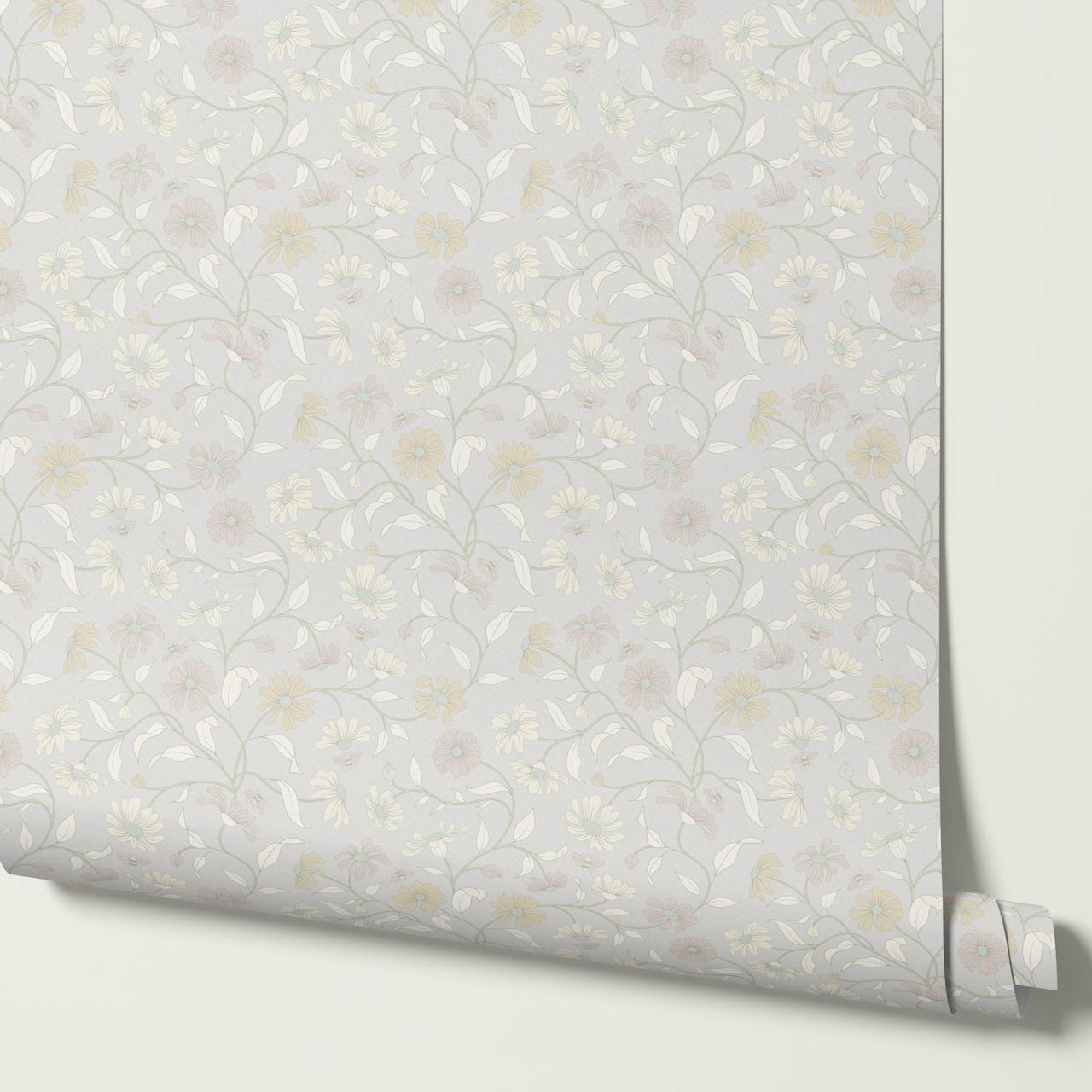 Casiane Daisy Chain Pale Cloud Wallpaper