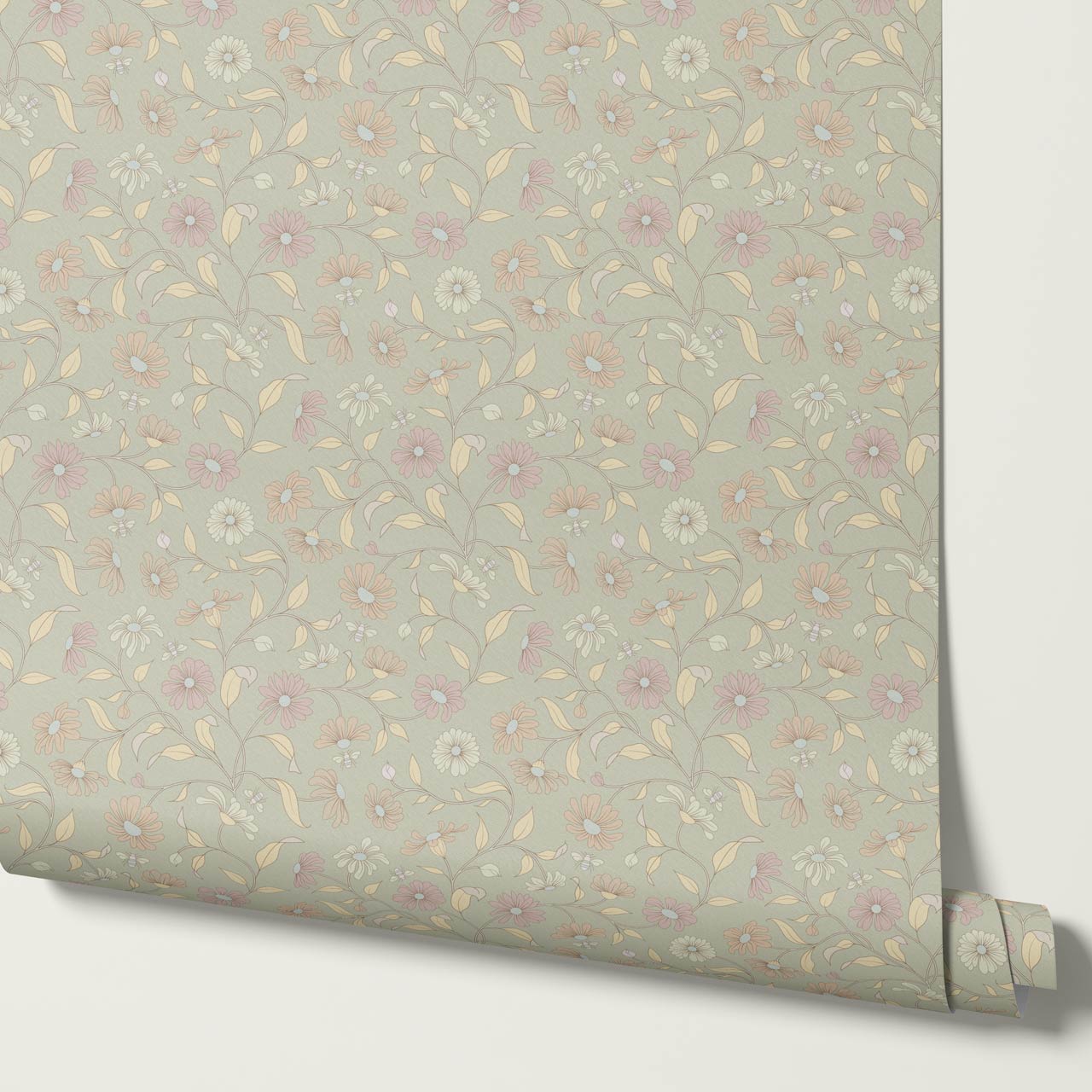 Casiane Daisy Chain Pale Sage Wallpaper
