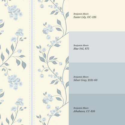 Cataleya Trailing Stripes Butter Blue Wallpaper