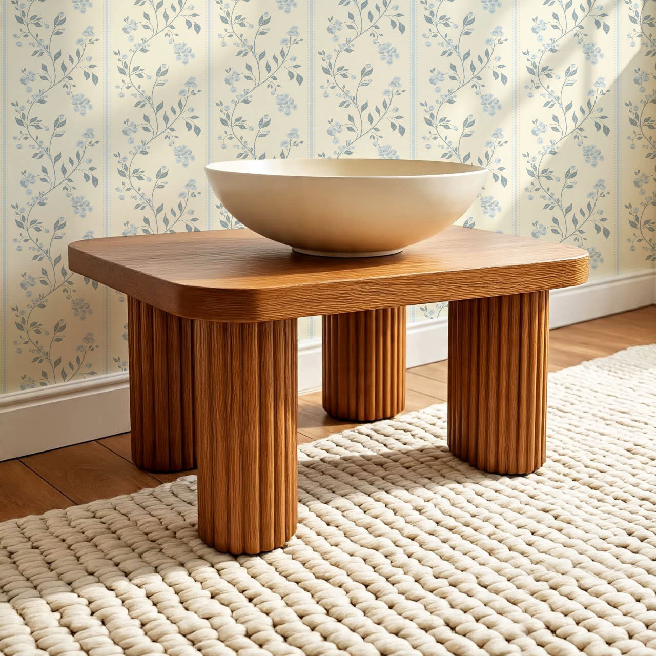 Cataleya Trailing Stripes Butter Blue Wallpaper