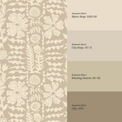 Catalina Poppy Blooms Beige Wallpaper
