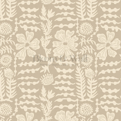 Catalina Poppy Blooms Beige Wallpaper