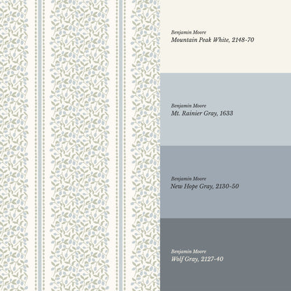 Catherine Vine Stripes Blue Sage Wallpaper