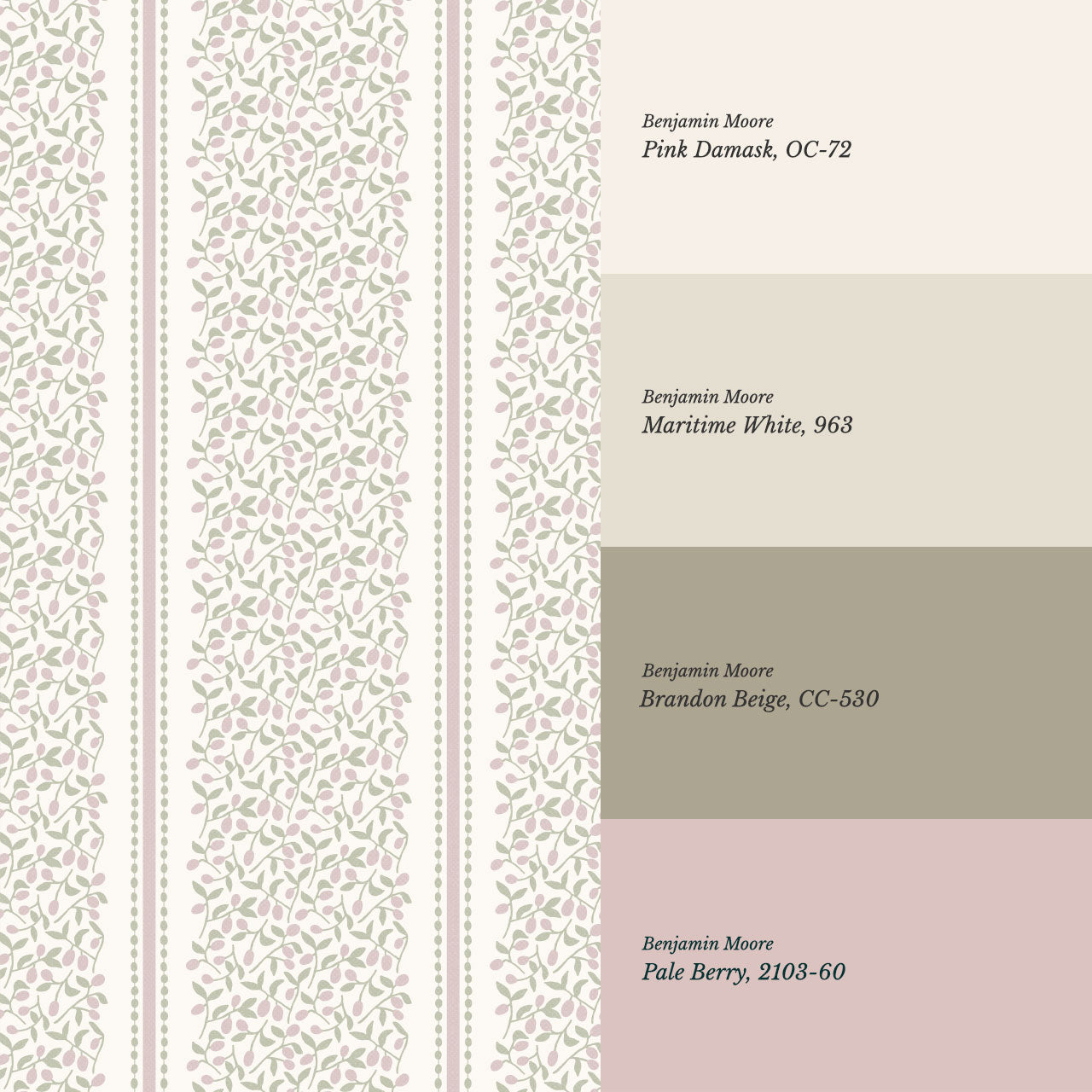 Catherine Vine Stripes Cream Mauve Wallpaper