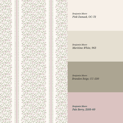 Catherine Vine Stripes Cream Mauve Wallpaper