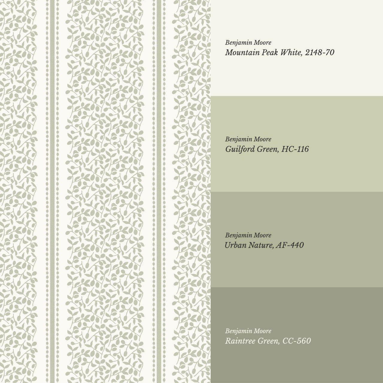 Catherine Vine Stripes Cream Sage Wallpaper