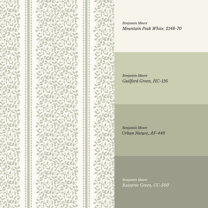 Catherine Vine Stripes Cream Sage Wallpaper