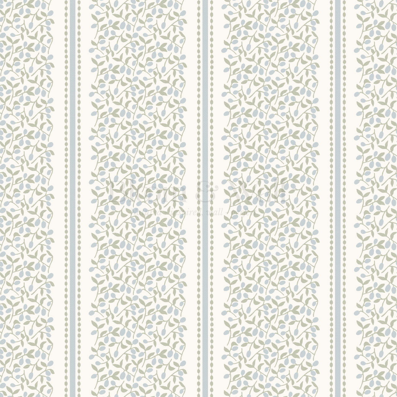 Catherine Vine Stripes Blue Sage Wallpaper