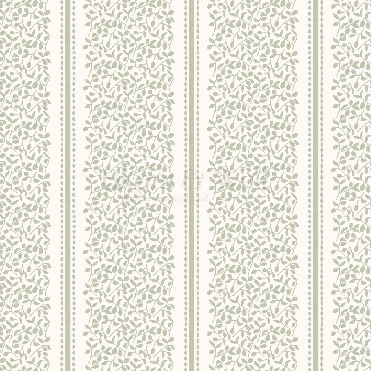 Catherine Vine Stripes Cream Sage Wallpaper