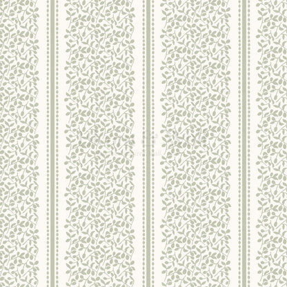 Catherine Vine Stripes Cream Sage Wallpaper