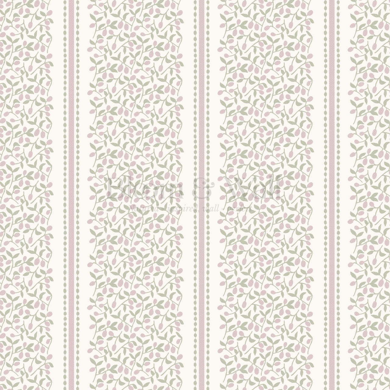 Catherine Vine Stripes Cream Mauve Wallpaper