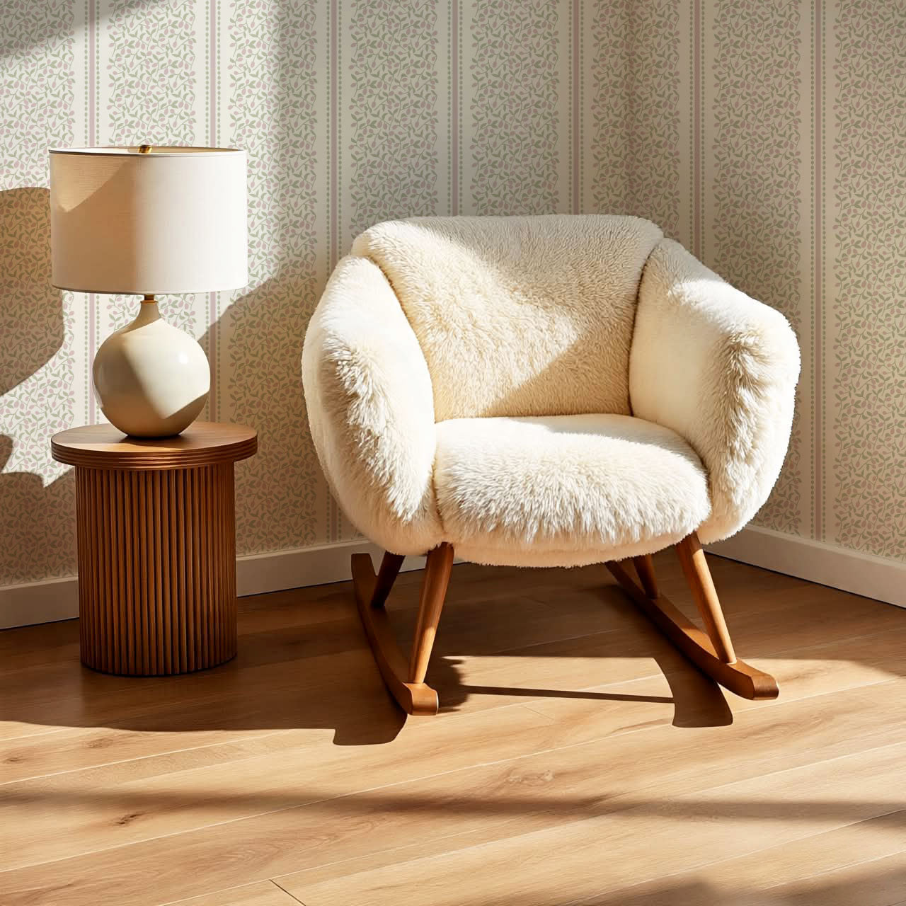 Catherine Vine Stripes Cream Mauve Wallpaper