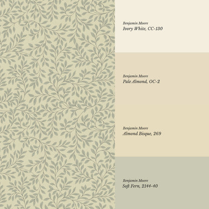 Cecilia Laurel Vines Gold Sage Wallpaper