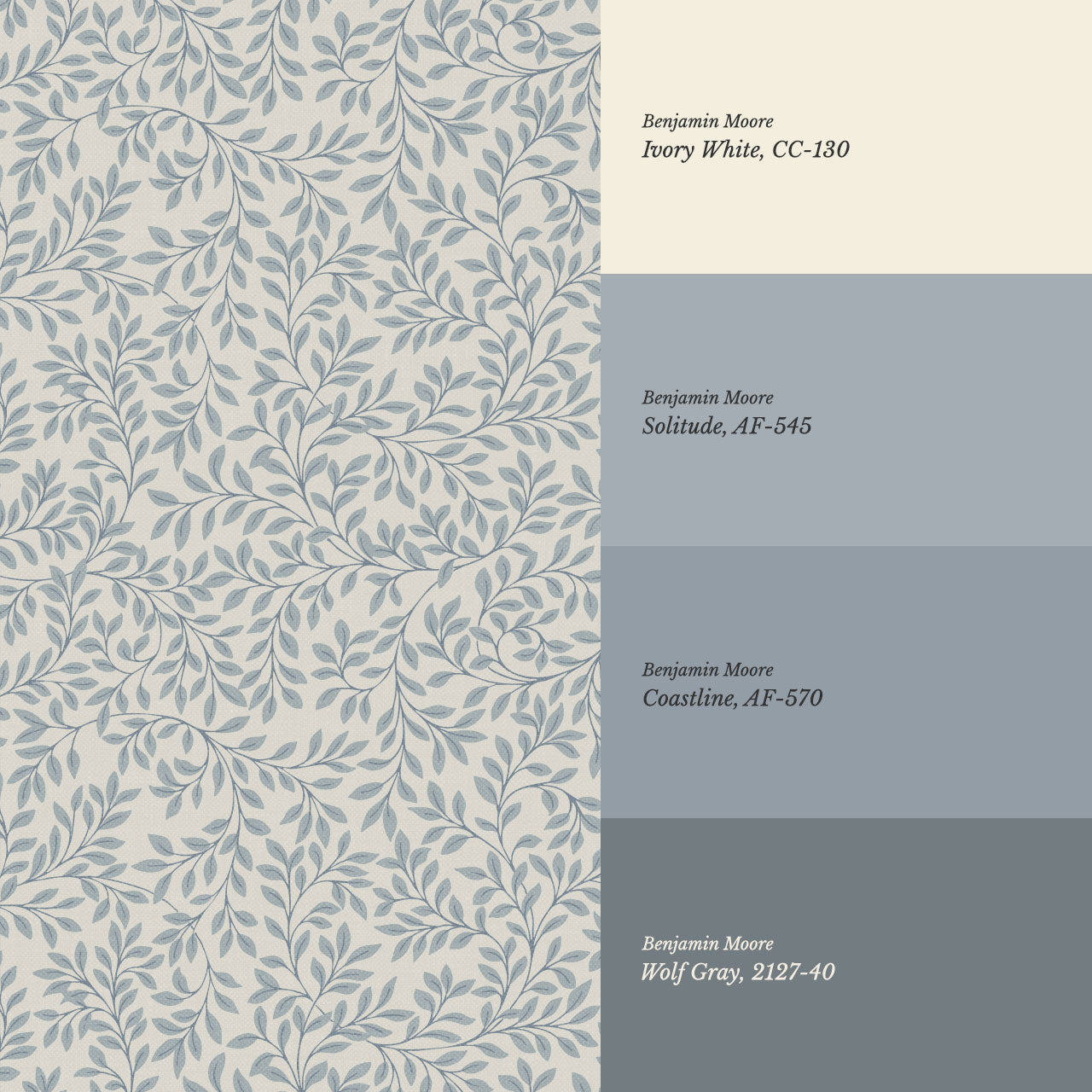 Cecilia Laurel Vines French Blue Wallpaper