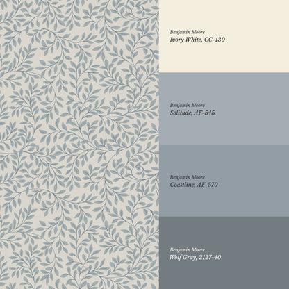 Cecilia Laurel Vines French Blue Wallpaper