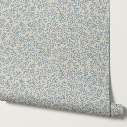 Cecilia Laurel Vines French Blue Wallpaper