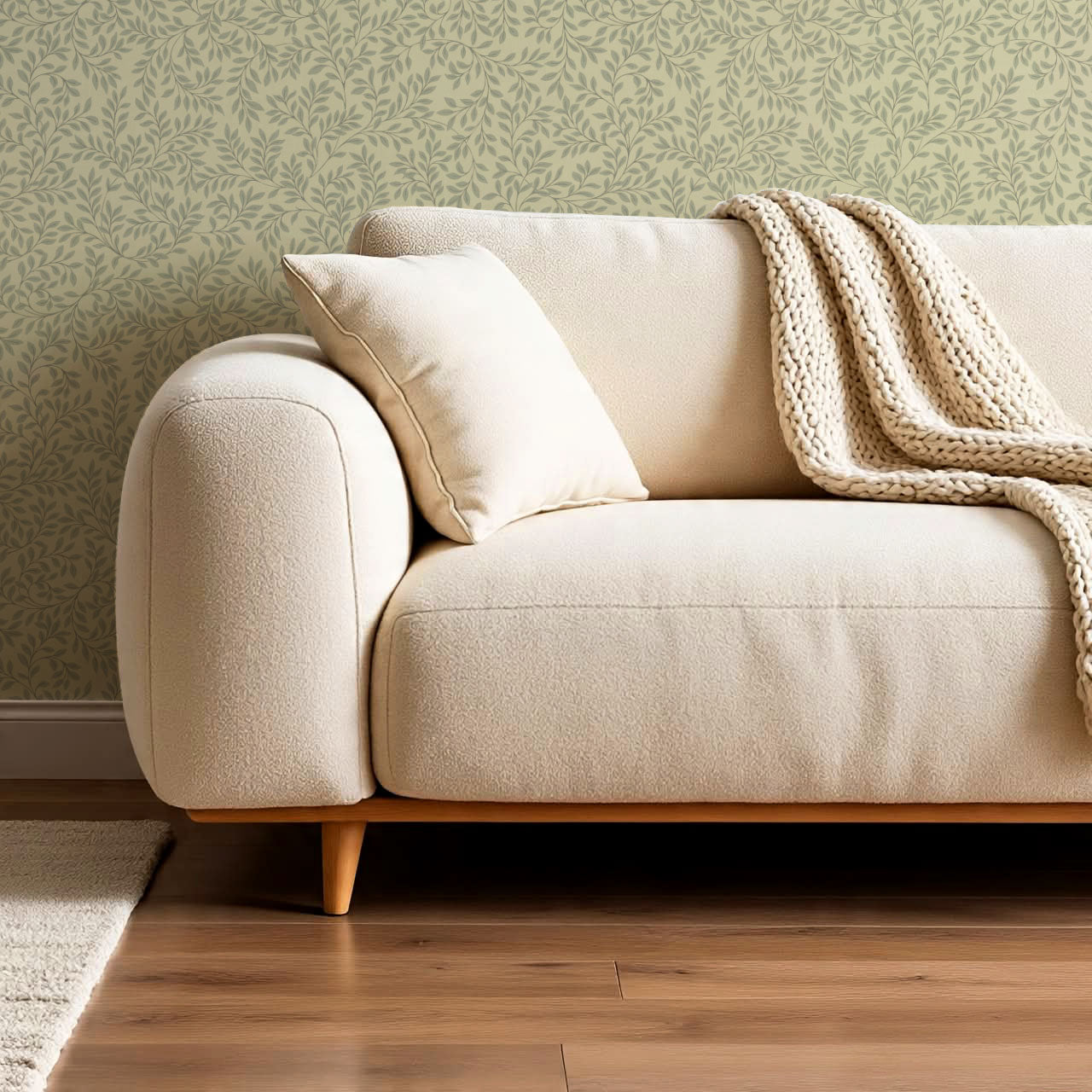 Cecilia Laurel Vines Gold Sage Wallpaper