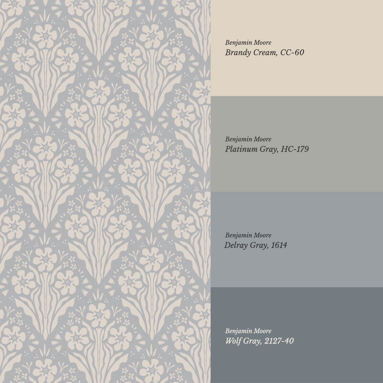 Celeste Damask French Blue Wallpaper