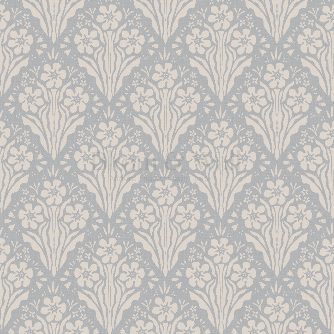 Celeste Damask French Blue Wallpaper