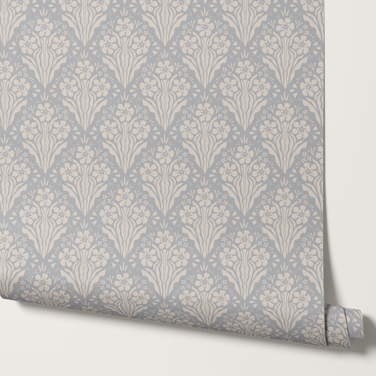 Celeste Damask French Blue Wallpaper