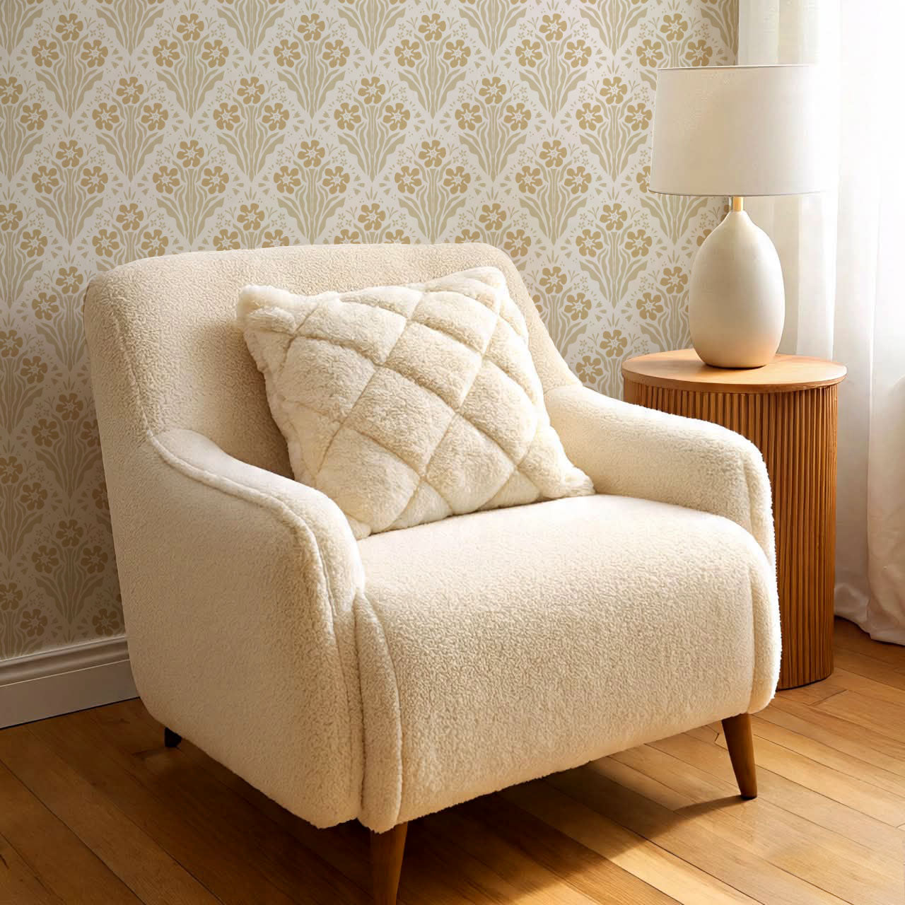 Celeste Damask Honey Wallpaper