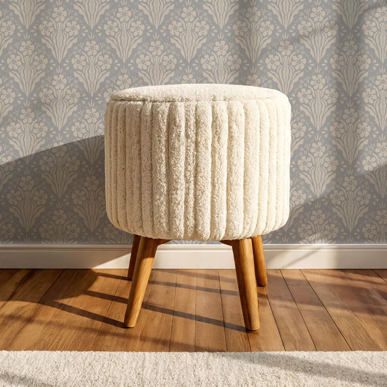 Celeste Damask French Blue Wallpaper