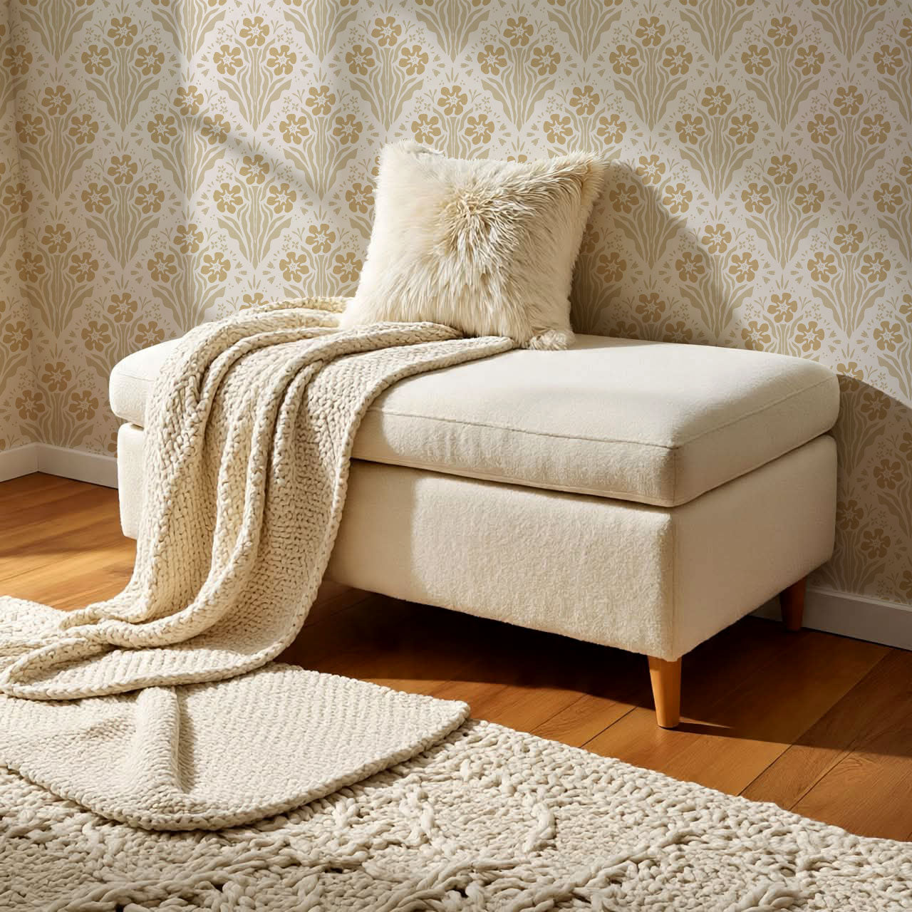 Celeste Damask Honey Wallpaper