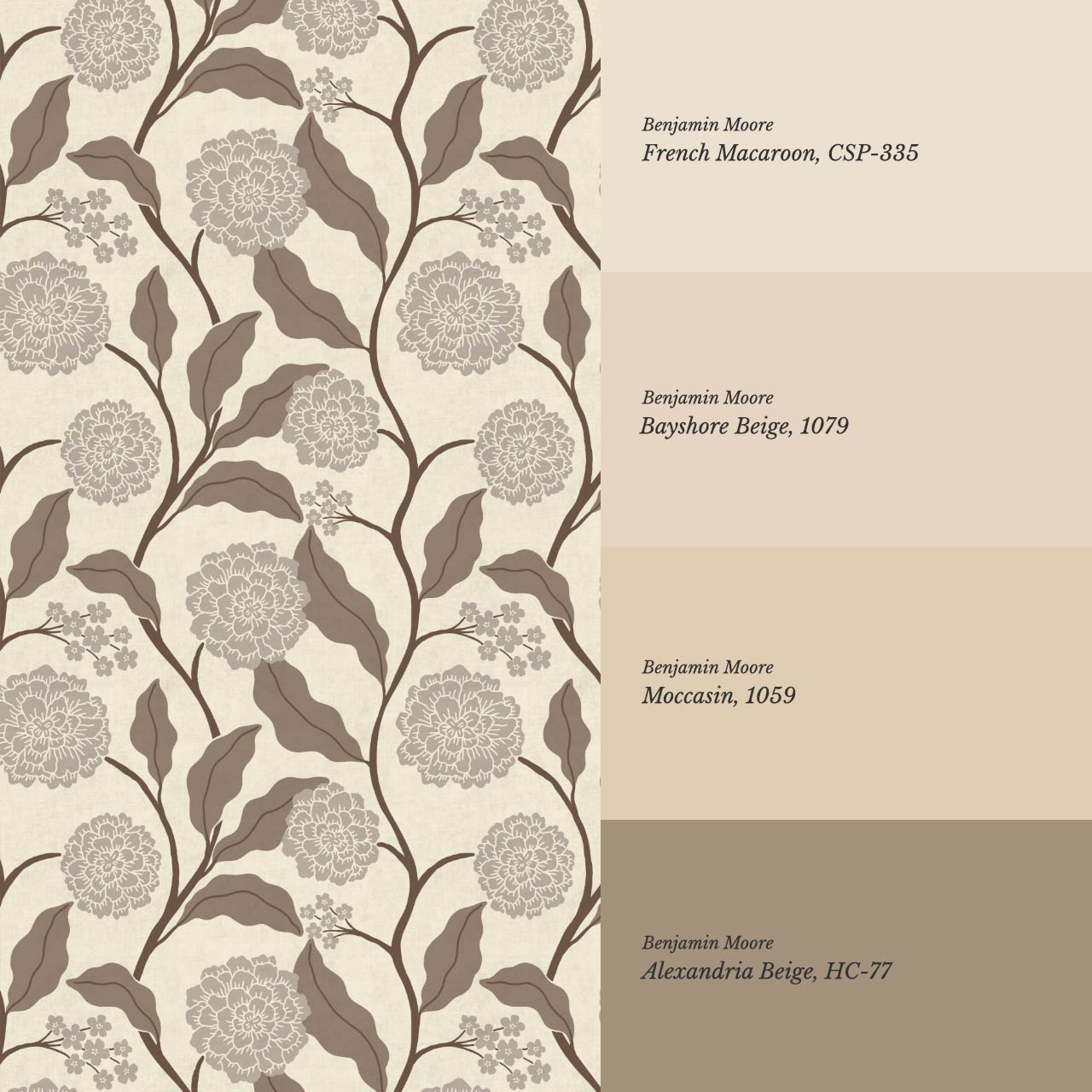 Celestina Florals Ivory Cocoa Wallpaper