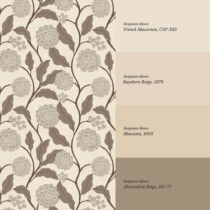 Celestina Florals Ivory Cocoa Wallpaper