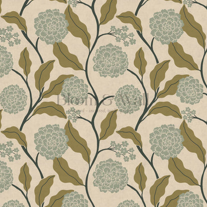 Celestina Florals Mustard Sea Glass Wallpaper