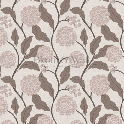 Celestina Florals Cocoa Antique Gray Wallpaper