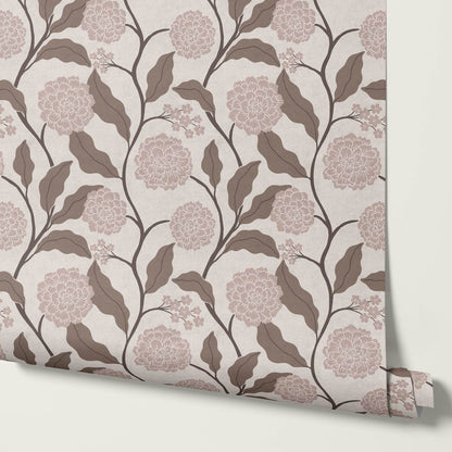Celestina Florals Cocoa Antique Gray Wallpaper