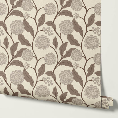 Celestina Florals Ivory Cocoa Wallpaper
