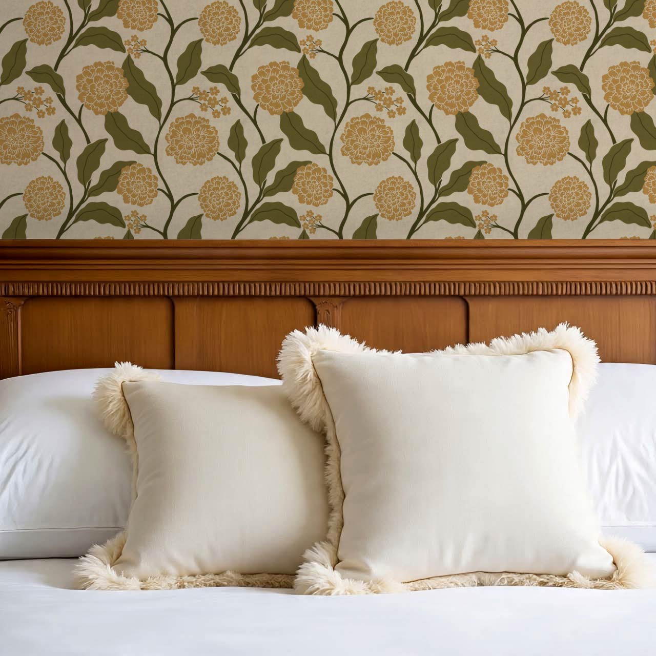 Celestina Florals Mustard Green Wallpaper