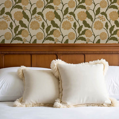 Celestina Florals Mustard Green Wallpaper