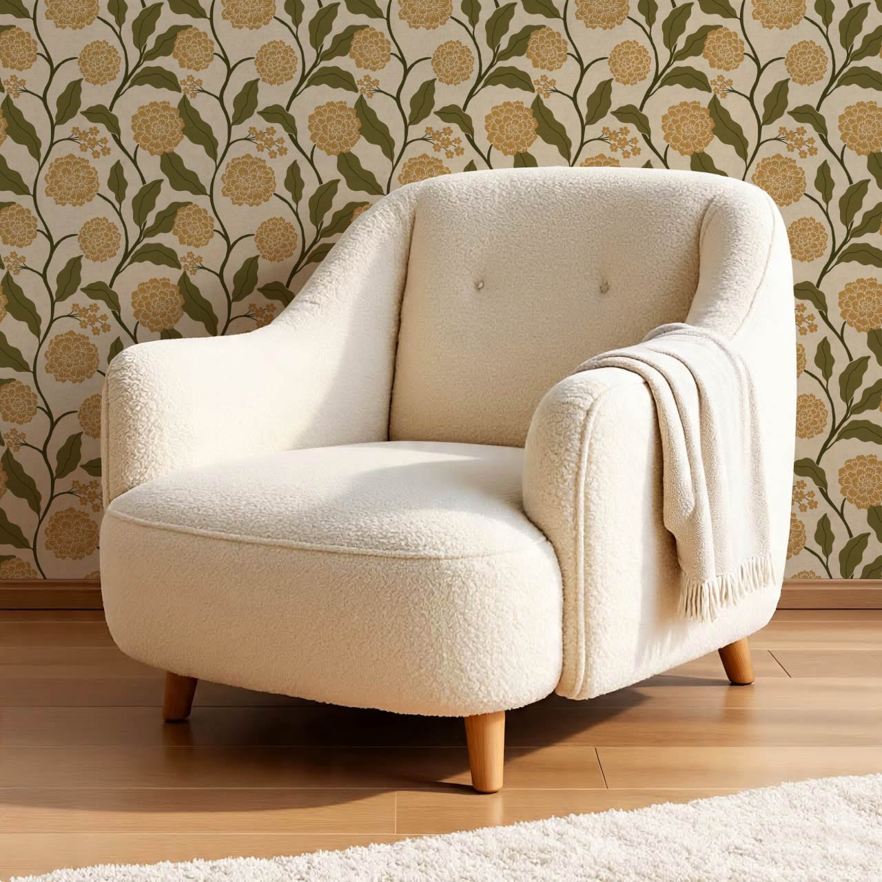 Celestina Florals Mustard Green Wallpaper