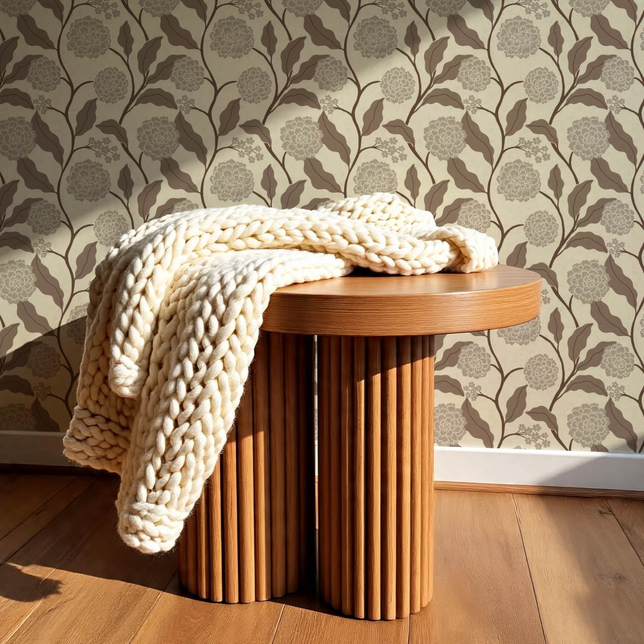 Celestina Florals Ivory Cocoa Wallpaper