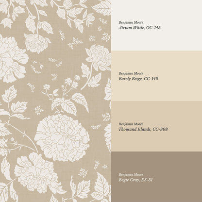 Celina Peony and Berry Vines Stone Beige Wallpaper