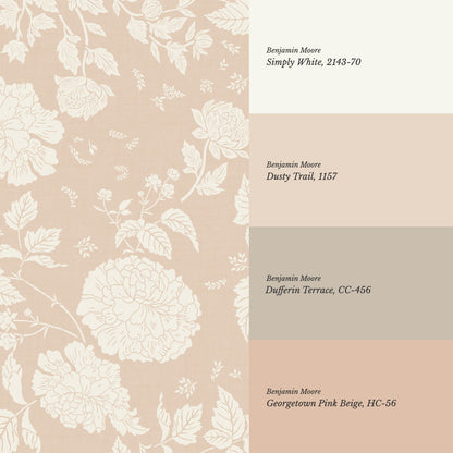 Celina Peony and Berry Vines Vintage Blush Wallpaper