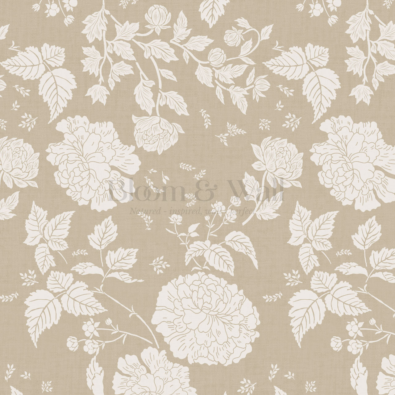 Celina Peony and Berry Vines Stone Beige Wallpaper
